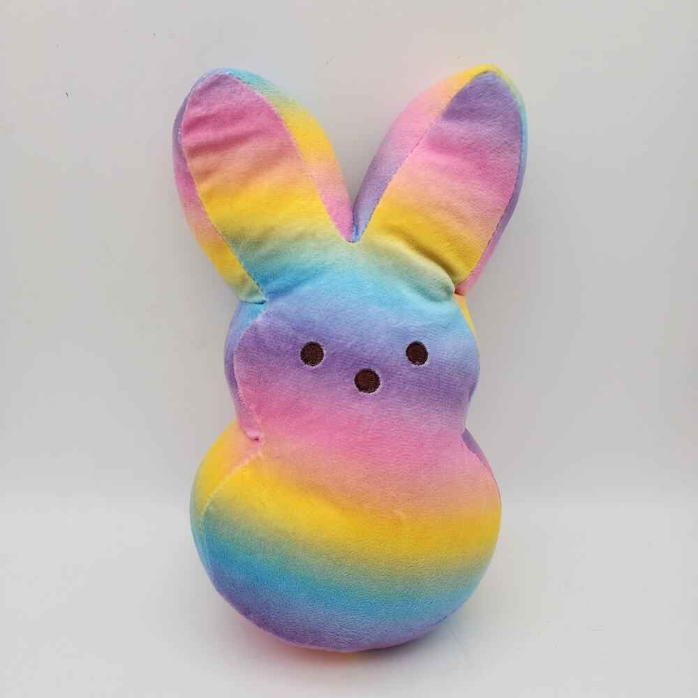 Peeps Rainbow Bunny Plush Stuffed Animal 10" Ombre Multicolor Pastel Kawaii 2023